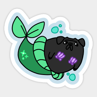 Black MerPug Sticker